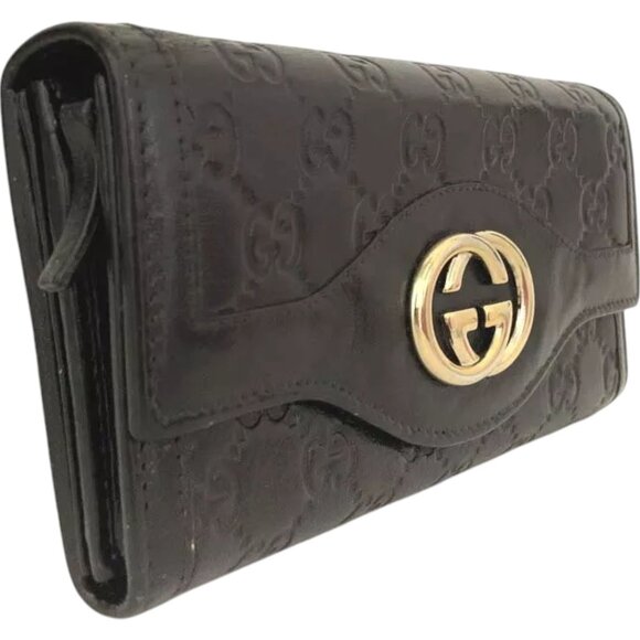440205BK (L2) Gucci Wallet Long Interlocking Black PVC - Picture 4 of 9